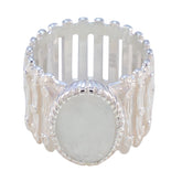 lara Armor White Solitaire Band Rainbow Moonstone White