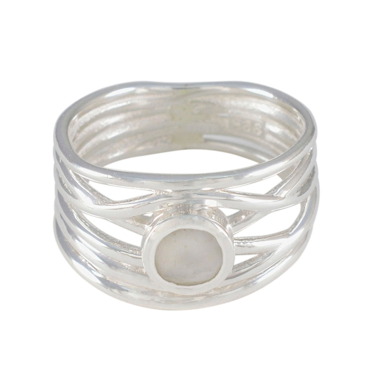 Fernanda Rope-Wire White Solitaire Band Rainbow Moonstone White