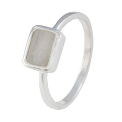 Natalie Boho White Solitaire Ring with Rectangular Stone