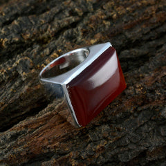 Emily Red Solitaire Ring with Bold Rectangular Stone
