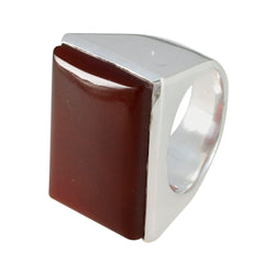 Emily Red Solitaire Ring with Bold Rectangular Stone