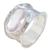 Bianca Oversized Pink Solitaire Band Rose Quartz Pink