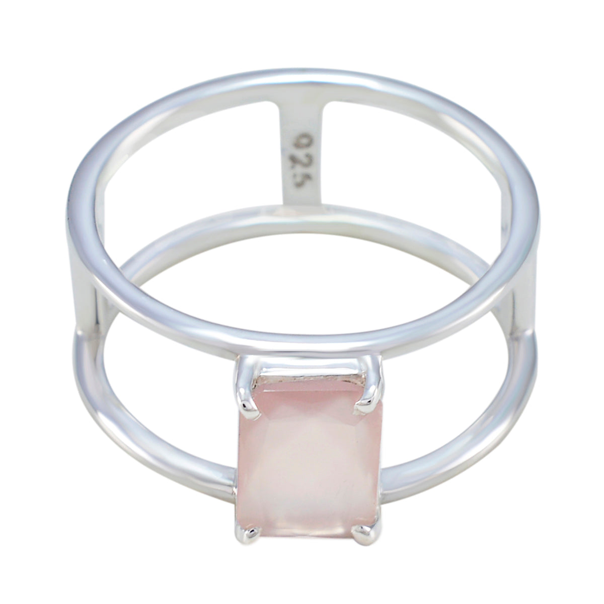 Yasmin Geometric Pink Solitaire Band Rose Quartz Pink