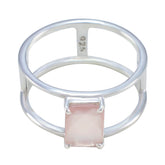 Yasmin Geometric Pink Solitaire Band Rose Quartz Pink