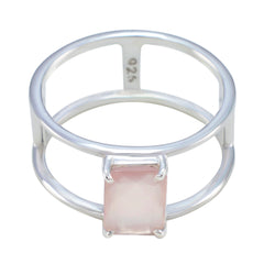 Yasmin Geometric Pink Solitaire Band Rose Quartz Pink