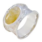 Camila Oversized Golden Solitaire Band Rutile Quartz Yellow