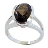 Pauline Brown Solitaire Ring with Elegant Silver Band smoky quartz Brown