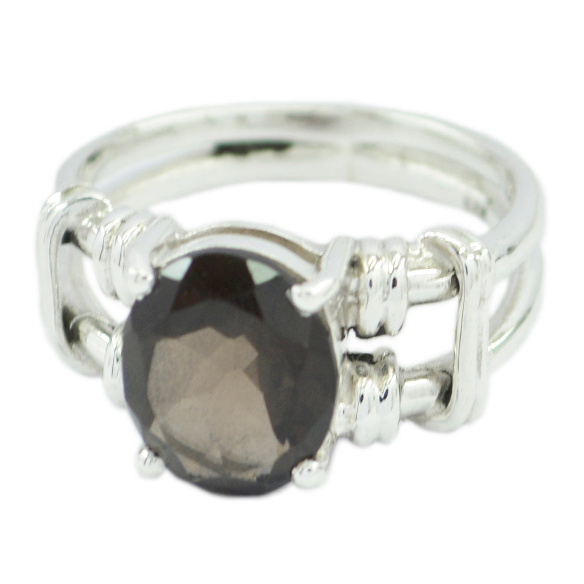 Ana Brown Solitaire Ring with Elegant Gemstone Design smoky quartz Brown