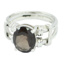 Ana Brown Solitaire Ring with Elegant Gemstone Design smoky quartz Brown