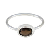 Naomi Feminine Brown Solitaire Ring Smoky Quartz Brown
