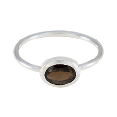 Naomi Feminine Brown Solitaire Ring Smoky Quartz Brown