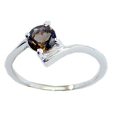 Seo-yeon Graceful Brown Solitaire Ring smoky quartz Brown