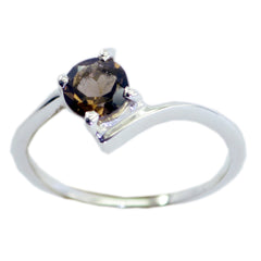 Seo-yeon Graceful Brown Solitaire Ring smoky quartz Brown