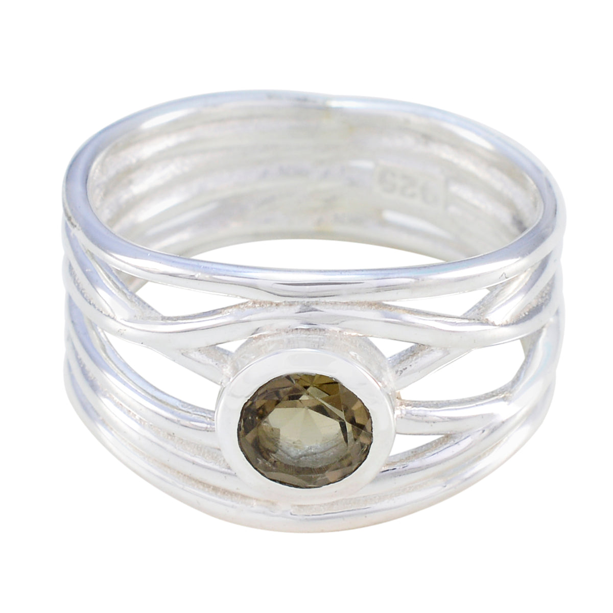 Luna Rope-Wire Brown Solitaire Band Smoky Quartz Brown