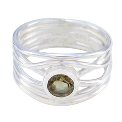 Luna Rope-Wire Brown Solitaire Band Smoky Quartz Brown