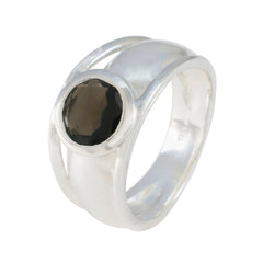 Sarah Modern Brown Solitaire Ring in Sterling Silver