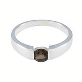 Pilar Brown Solitaire Ring with Sterling Silver Band Smoky Quartz Brown