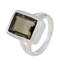 Hazel Modern Brown Solitaire Ring with Silver Band