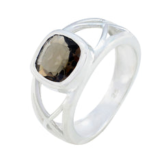 Ines Brown Solitaire Ring in Sterling Silver