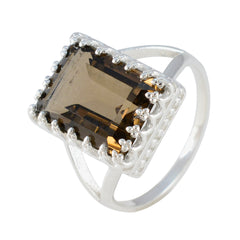 Rosa Modern Brown Solitaire Ring with Silver Band