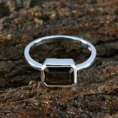 Wen Brown Solitaire Ring with Elegant Silver Band
