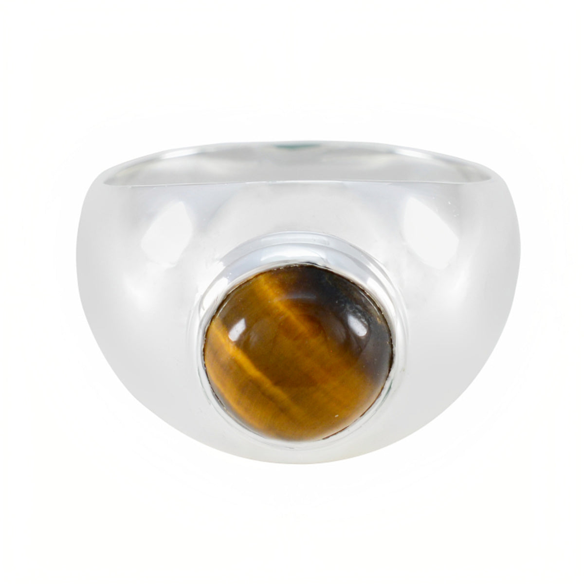 Nayara Modern Brown Solitaire Ring with Tiger Eye Gem Tiger Eye Brown