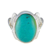 Mia Turquoise Solitaire Ring with Silver Band Turquoise Blue