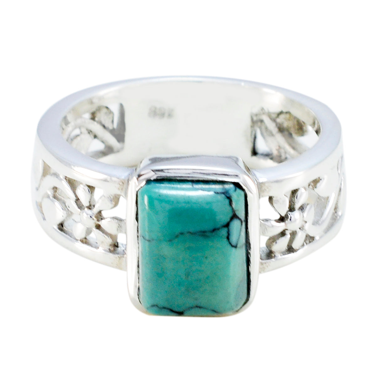 Victoria Art Deco Turquoise Solitaire Band Turquoise Blue