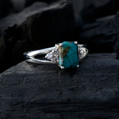 Lily Turquoise Stone Halo Ring with Sterling Silver