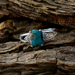 Lily Turquoise Stone Halo Ring with Sterling Silver