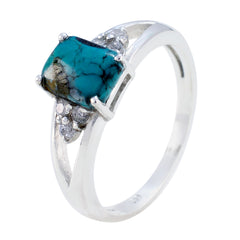 Lily Turquoise Stone Halo Ring with Sterling Silver