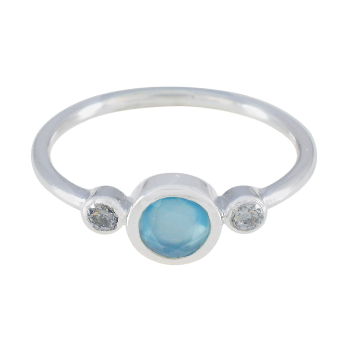 Aaliyah Aqua Trilogy Ring - Elegant Gemstone Jewelry Aqua Chalcedony Green