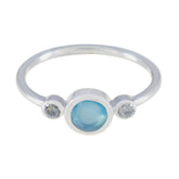 Aaliyah Aqua Trilogy Ring - Elegant Gemstone Jewelry Aqua Chalcedony Green