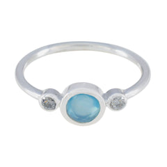 Aaliyah Aqua Trilogy Ring - Elegant Gemstone Jewelry Aqua Chalcedony Green