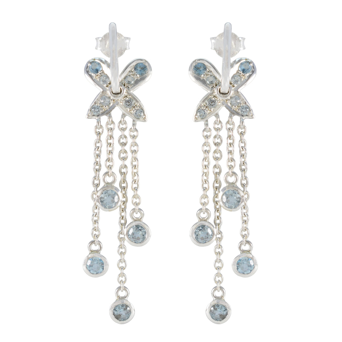 Aaliyah Earrings India - Trendy Dangle Design for Glam Blue Topaz Blue Stud