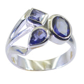 Alina Abstract Blue Trilogy Ring with Gemstone Design Iolite Blue