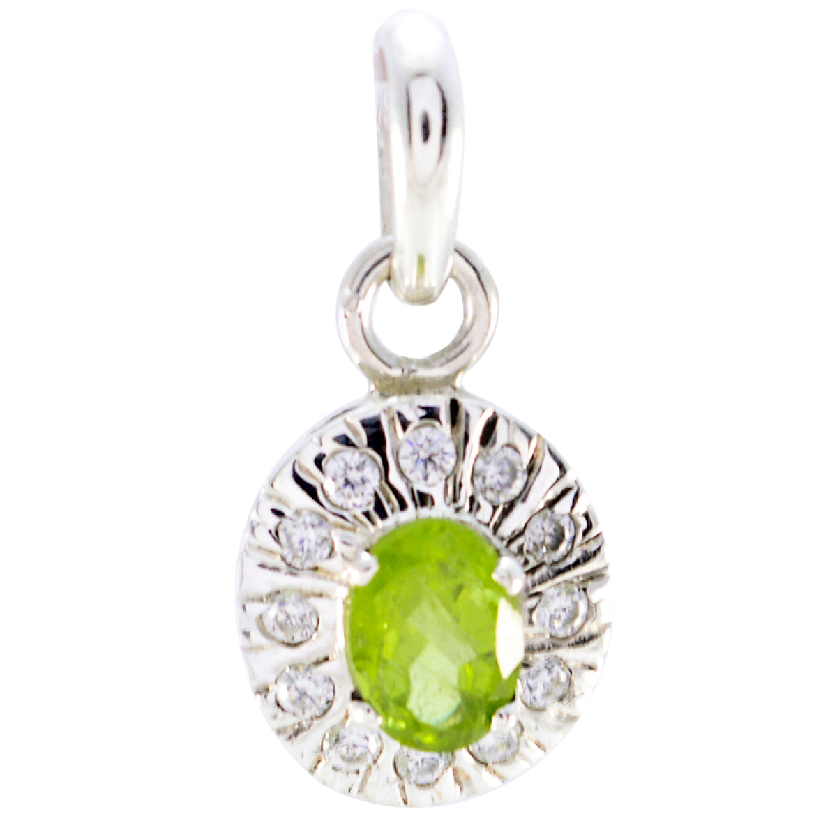 Putri Abstract Gemstone Necklace Silver Peridot Pendant Peridot Green Green
