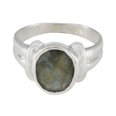 Liyana Abstract Grey Solitaire Ring Labradorite Gray