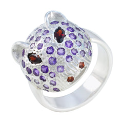 Luisa Abstract Purple Gemstone Ring with Animal Design Amethyst Purple
