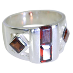 Evelyn silver ring featuring an abstract red gemstone ring design with multiple rectangular stones