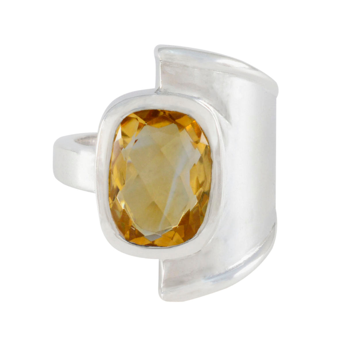 Savannah Abstract Silver Ring for Women with Gemstone Citrine Yellow
