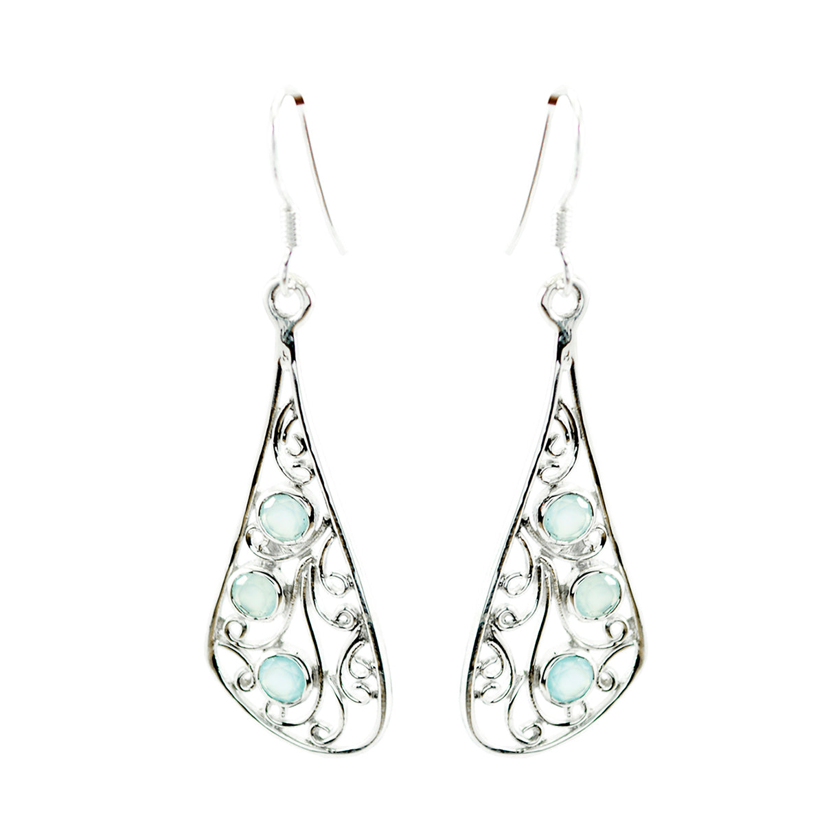 Aiko Aqua Dangle Earrings for Everyday Glam Aqua Chalcedony Green Dangle