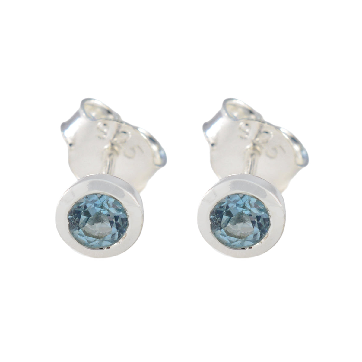 Aiko Blue Earrings India - Stylish Silver Studs Blue Topaz Blue Stud
