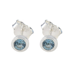 Aiko Blue Earrings India - Stylish Silver Studs Blue Topaz Blue Stud