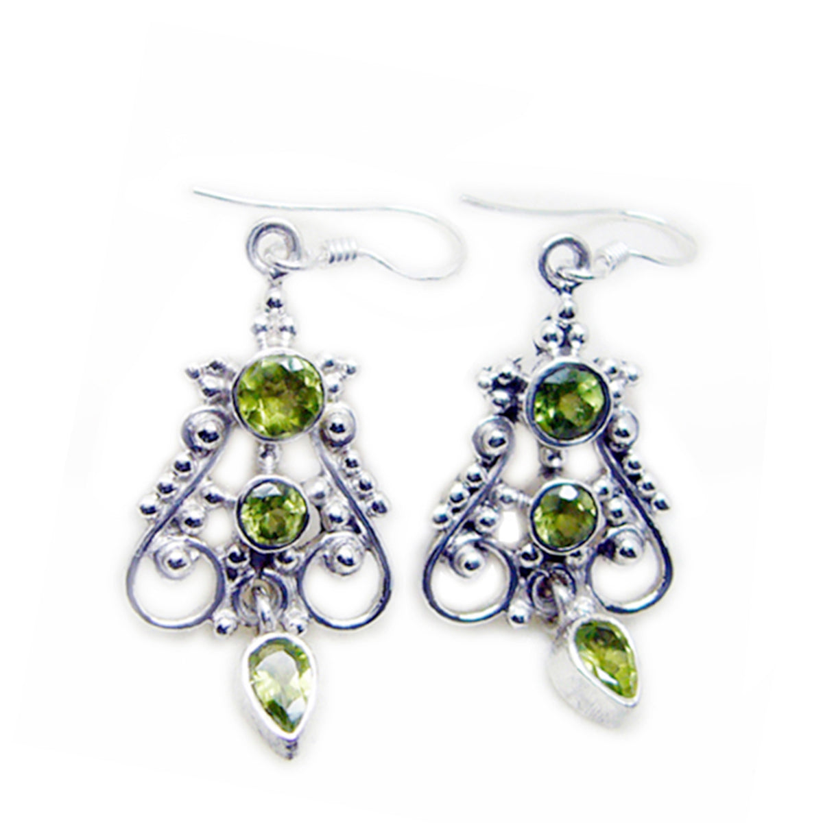 Aiko Green Dangle Earrings with Unique Gemstone Design Peridot Green Dangle