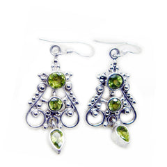 Aiko Green Dangle Earrings with Unique Gemstone Design Peridot Green Dangle