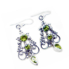 Aiko Green Dangle Earrings with Unique Gemstone Design