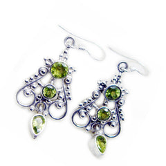 Aiko Green Dangle Earrings with Unique Gemstone Design