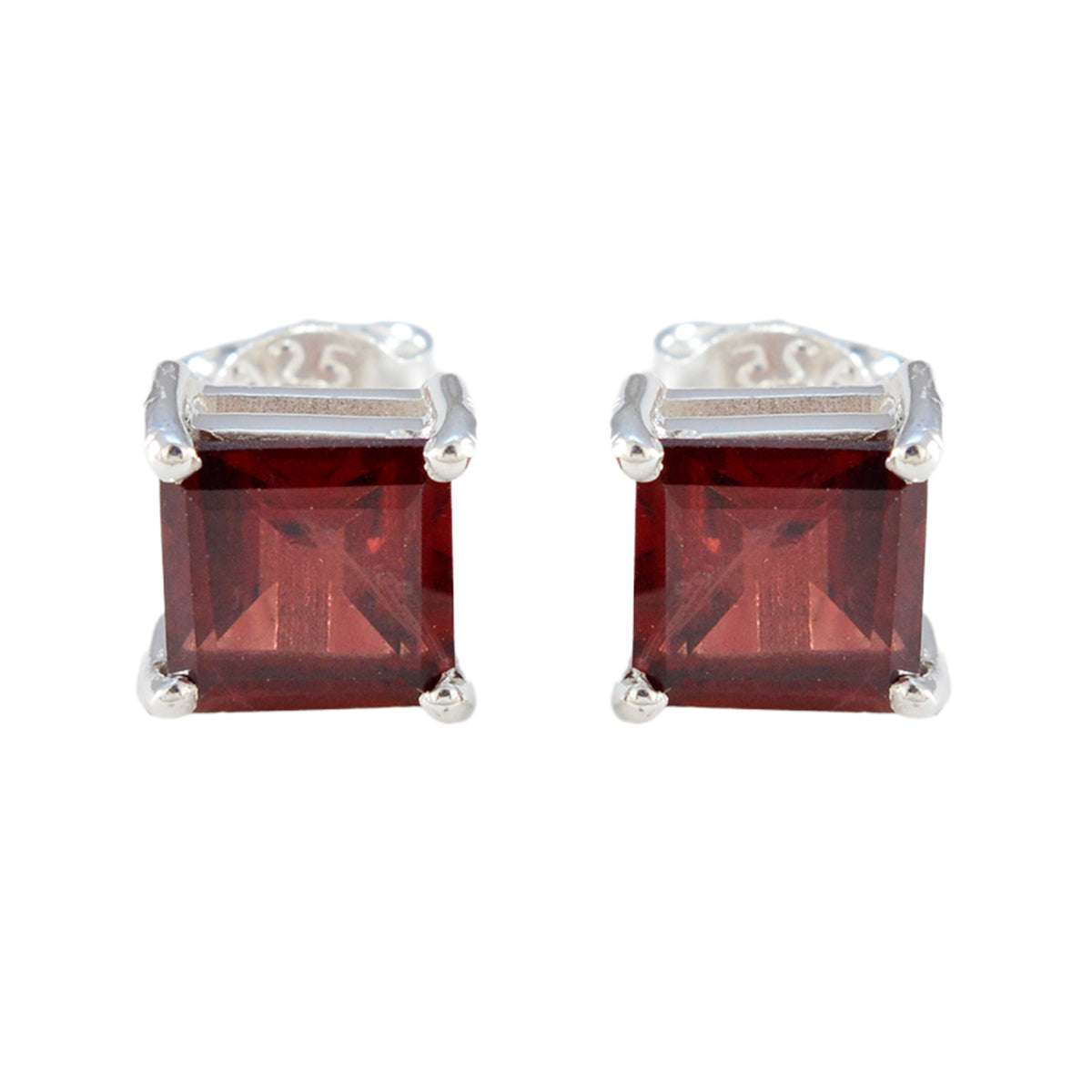 Aiko Red Solitaire Earrings for Everyday Glamour Garnet Red Stud