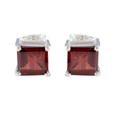 Aiko Red Solitaire Earrings for Everyday Glamour Garnet Red Stud